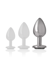 Intense - Plug Anale In Metallo Alluminio Con Vetro Nero Taglia L - INTENSE ANAL TOYS - Plug e Catene Anali | erosidea.com