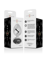 Intense - Plug Anale In Metallo Alluminio Con Vetro Nero Taglia L - INTENSE ANAL TOYS - Plug e Catene Anali | erosidea.com