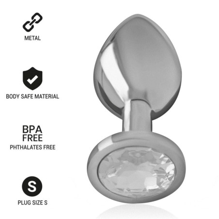 Intense - Plug Anale In Metallo Alluminio Con Cristallo Argento Misura S - INTENSE ANAL TOYS - Plug e Catene Anali | erosidea.com