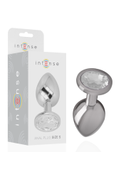 Intense - Plug Anale In Metallo Alluminio Con Cristallo Argento Misura S - INTENSE ANAL TOYS - Plug e Catene Anali | erosidea.com