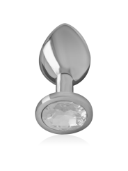 Intense - Plug Anale In Metallo Alluminio Con Cristallo Argento Misura S - INTENSE ANAL TOYS - Plug e Catene Anali | erosidea.com