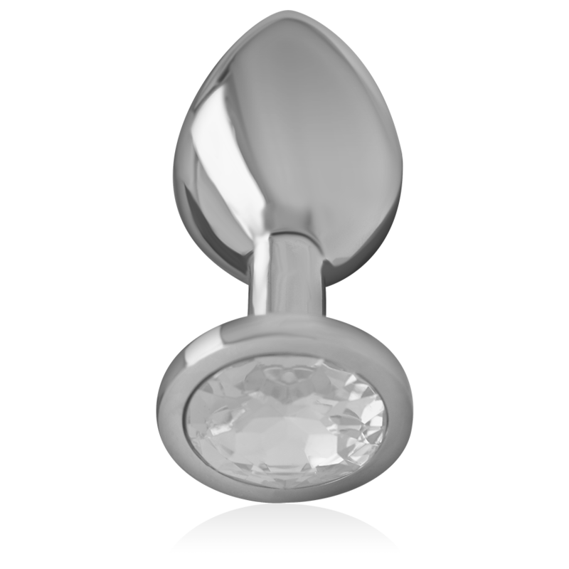 Intense - Plug Anale In Metallo Alluminio Con Cristallo Argento Misura S - INTENSE ANAL TOYS - Plug e Catene Anali | erosidea.com