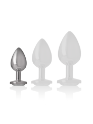 Intense - Plug Anale In Metallo Alluminio Con Cristallo Argento Misura S - INTENSE ANAL TOYS - Plug e Catene Anali | erosidea.com