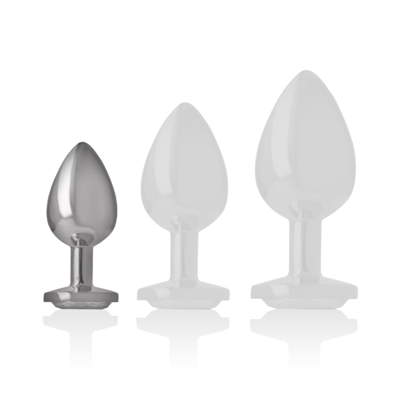 Intense - Plug Anale In Metallo Alluminio Con Cristallo Argento Misura S - INTENSE ANAL TOYS - Plug e Catene Anali | erosidea.com