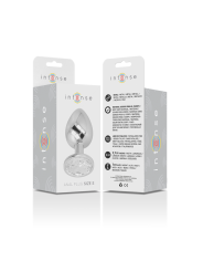 Intense - Plug Anale In Metallo Alluminio Con Cristallo Argento Misura S - INTENSE ANAL TOYS - Plug e Catene Anali | erosidea.com