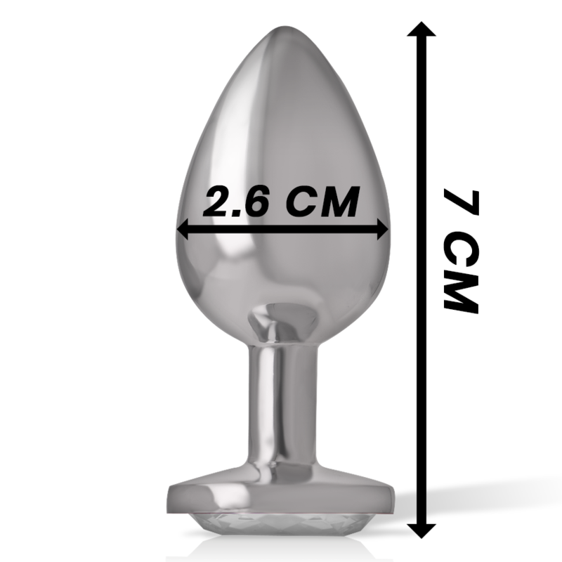 Intense - Plug Anale In Metallo Alluminio Con Cristallo Argento Misura S - INTENSE ANAL TOYS - Plug e Catene Anali | erosidea.com