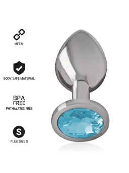 INTENSE - PLUG ANALE IN METALLO ALLUMINIO CON CRISTALLO BLU TAGLIA S - marca INTENSE ANAL TOYS - riferimento D-234377 - prez...