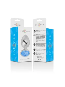 INTENSE - PLUG ANALE IN METALLO ALLUMINIO CON CRISTALLO BLU TAGLIA S - marca INTENSE ANAL TOYS - riferimento D-234377 - prez...