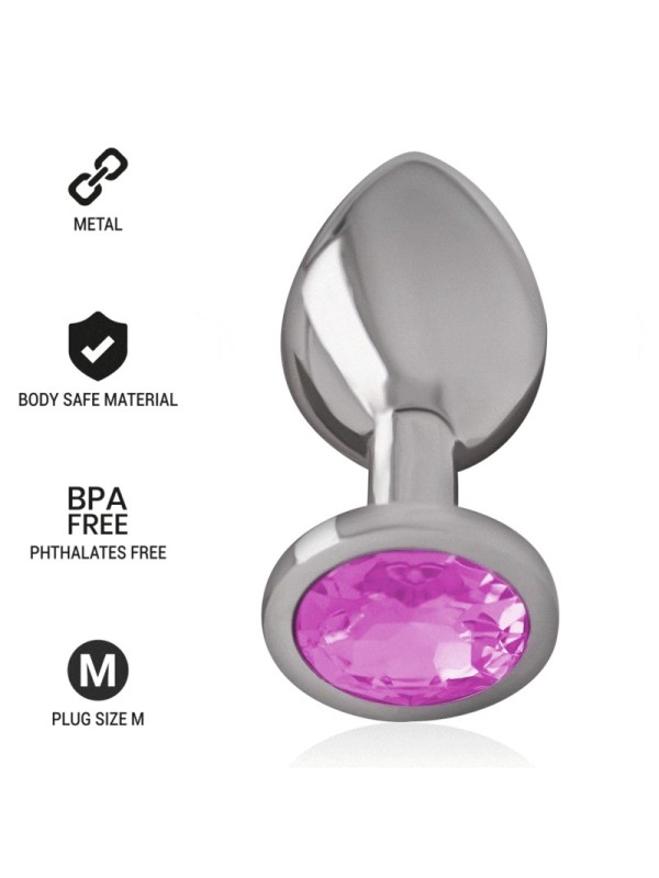 Intense - Plug Anale In Metallo Alluminio Con Cristallo Rosa Taglia M - INTENSE ANAL TOYS - Plug e Catene Anali | erosidea.com