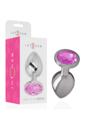 Intense - Plug Anale In Metallo Alluminio Con Cristallo Rosa Taglia M - INTENSE ANAL TOYS - Plug e Catene Anali | erosidea.com