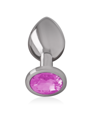 Intense - Plug Anale In Metallo Alluminio Con Cristallo Rosa Taglia M - INTENSE ANAL TOYS - Plug e Catene Anali | erosidea.com