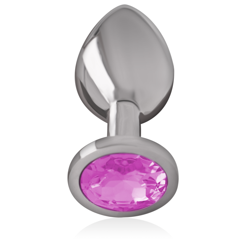 Intense - Plug Anale In Metallo Alluminio Con Cristallo Rosa Taglia M - INTENSE ANAL TOYS - Plug e Catene Anali | erosidea.com