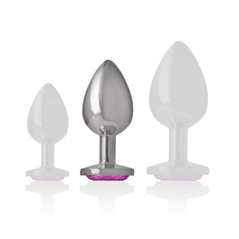 Intense - Plug Anale In Metallo Alluminio Con Cristallo Rosa Taglia M - INTENSE ANAL TOYS - Plug e Catene Anali | erosidea.com