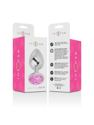 Intense - Plug Anale In Metallo Alluminio Con Cristallo Rosa Taglia M - INTENSE ANAL TOYS - Plug e Catene Anali | erosidea.com