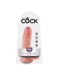 King Cock - 7 Dildo Flesh Con Sfere 17.8 Cm - KING COCK - Dildo Realistici | erosidea.com