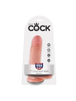 King Cock - 7 Dildo Flesh Con Sfere 17.8 Cm
