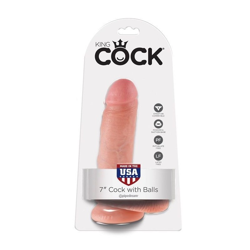 King Cock - 7 Dildo Flesh Con Sfere 17.8 Cm - KING COCK - Dildo Realistici | erosidea.com
