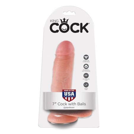 King Cock - 7 Dildo Flesh Con Sfere 17.8 Cm - KING COCK - Dildo Realistici | erosidea.com