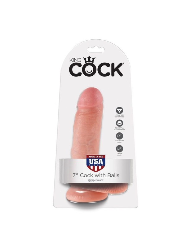 King Cock - 7 Dildo Flesh Con Sfere 17.8 Cm - KING COCK - Dildo Realistici | erosidea.com
