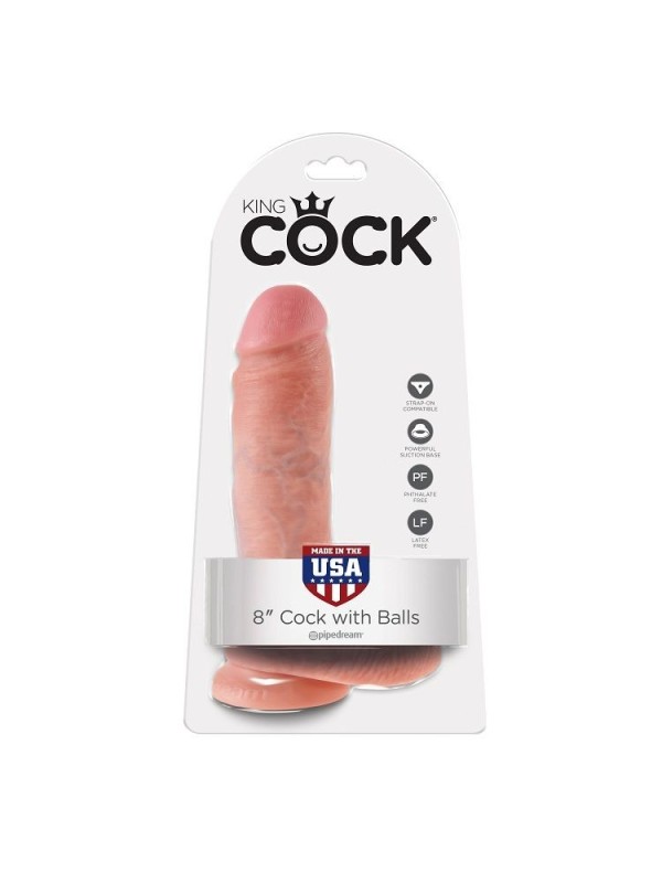 King Cock - 8 Dildo Flesh Con Sfere 20.3 Cm - KING COCK - Dildo Realistici | erosidea.com