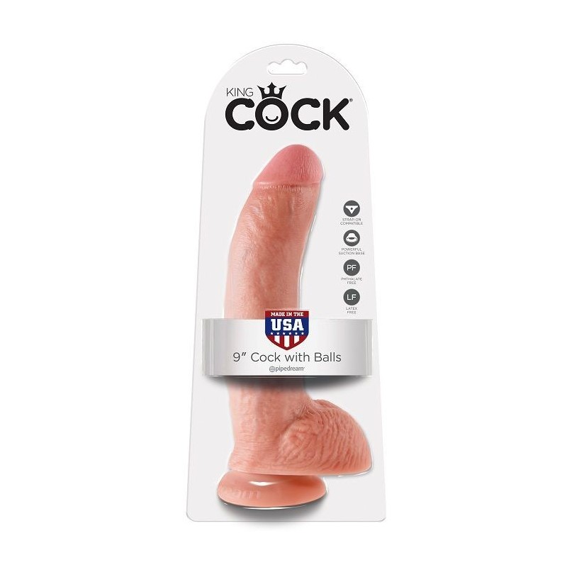 King Cock - 9 Dildo Flesh Con Sfere 22.9 Cm - KING COCK - Dildo Realistici | erosidea.com