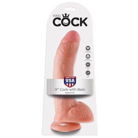 King Cock - 9 Dildo Flesh Con Sfere 22.9 Cm - KING COCK - Dildo Realistici | erosidea.com