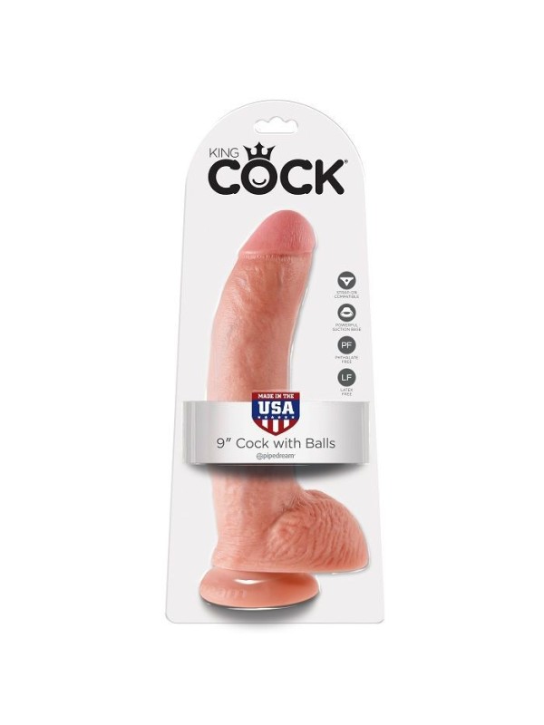 King Cock - 9 Dildo Flesh Con Sfere 22.9 Cm - KING COCK - Dildo Realistici | erosidea.com