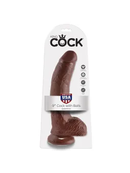 King Cock - 9 Dildo Marrone Con Sfere 22.9 Cm