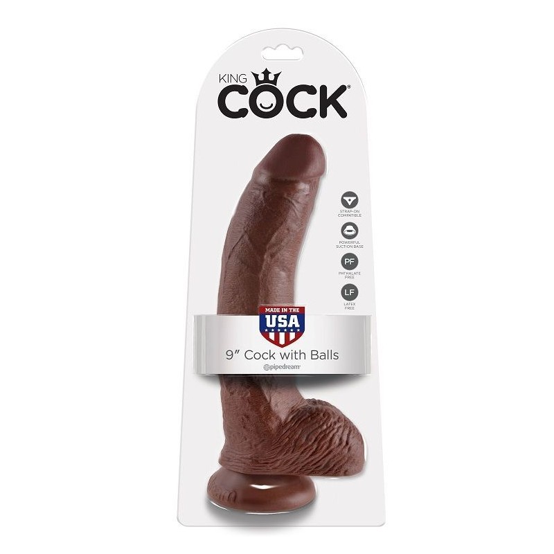 King Cock - 9 Dildo Marrone Con Sfere 22.9 Cm - KING COCK - Dildo Realistici | erosidea.com
