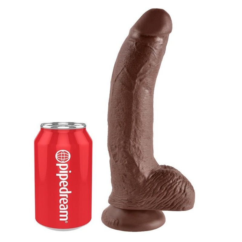 King Cock - 9 Dildo Marrone Con Sfere 22.9 Cm - KING COCK - Dildo Realistici | erosidea.com