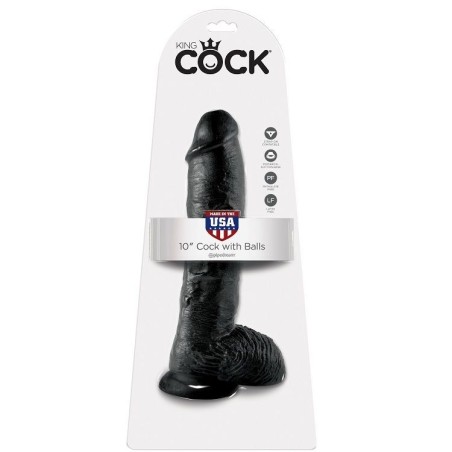 King Cock - 10 Dildo Nero Con Sfere 25.4 Cm - KING COCK - Dildo Maxi | erosidea.com