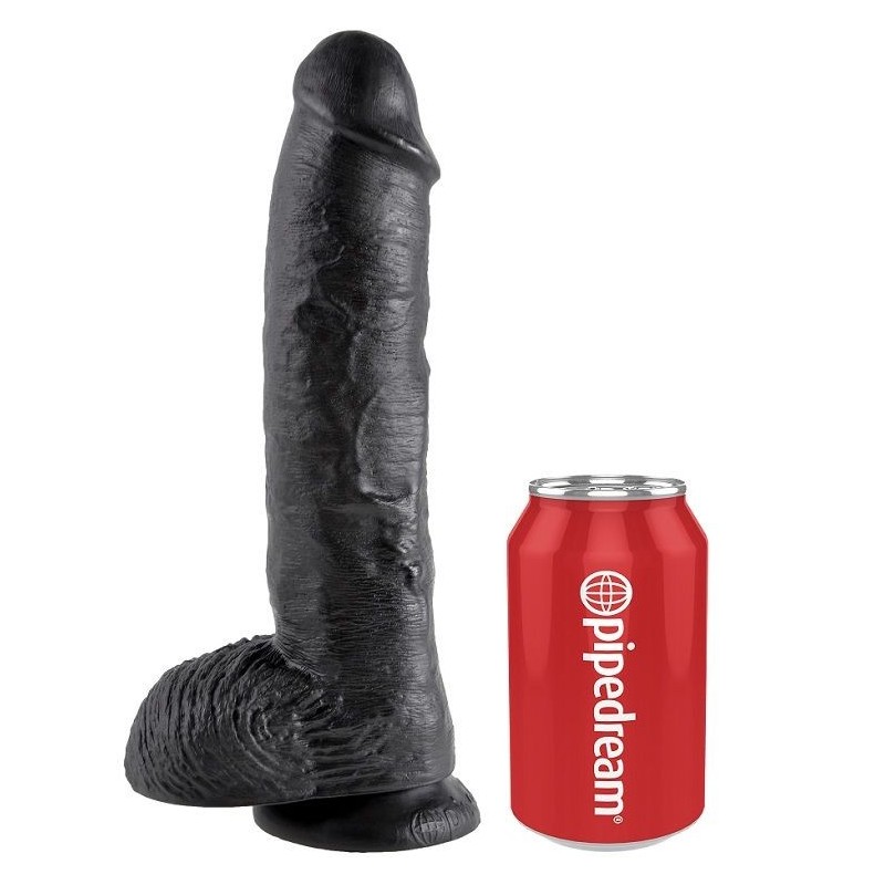 King Cock - 10 Dildo Nero Con Sfere 25.4 Cm - KING COCK - Dildo Maxi | erosidea.com