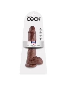 King Cock - 10 Dildo Marrone Con Sfere 25.4 Cm
