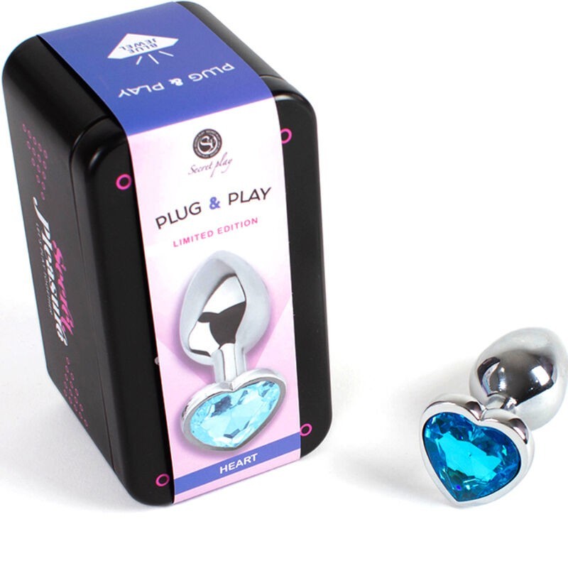 Secretplay - Tappo In Metallo Cuore Blu Taglia Piccolo 7 Cm - SECRETPLAY TOYS - Plug e Catene Anali | erosidea.com