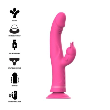 Vibratore Intense Julio Rabbit In Silicone Rosa - INTENSE FUN - Vibratori Rabbit | erosidea.com