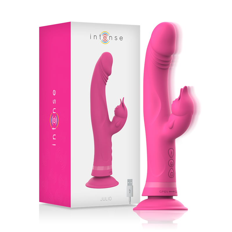 Vibratore Intense Julio Rabbit In Silicone Rosa - INTENSE FUN - Vibratori Rabbit | erosidea.com