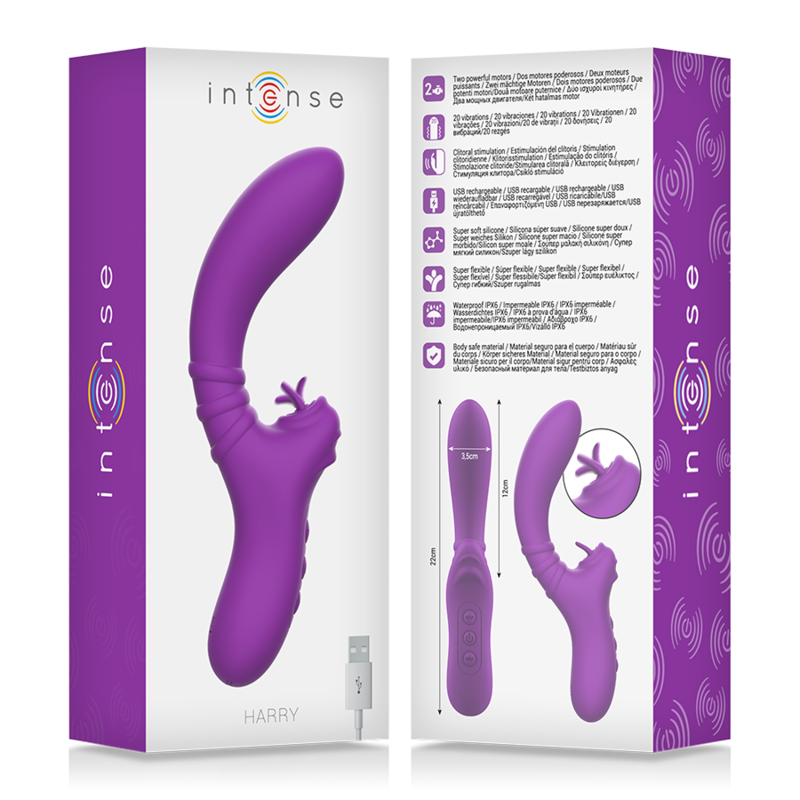 Vibratore Intense Flessibile Harry Con Lingua Viola - INTENSE FUN - Vibratori | erosidea.com