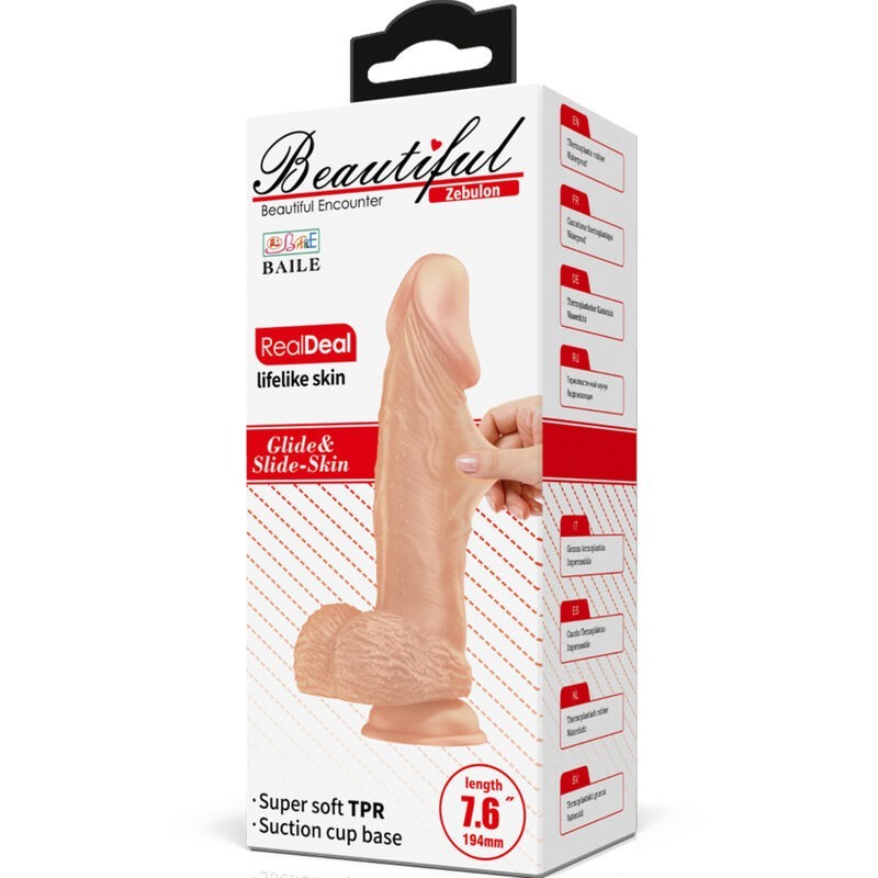 Baile Bellissimo Dildo Flessibile Realistico Zebulone Incontro 19.4 Cm Naturale - BAILE DILDOS - Dildo Realistici | erosidea.com