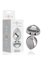 Intense - Plug Anale In Metallo Alluminio Con Cuore Bianco Taglia S - - Plug e Catene Anali | erosidea.com