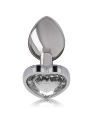 Intense - Plug Anale In Metallo Alluminio Con Cuore Bianco Taglia S - - Plug e Catene Anali | erosidea.com