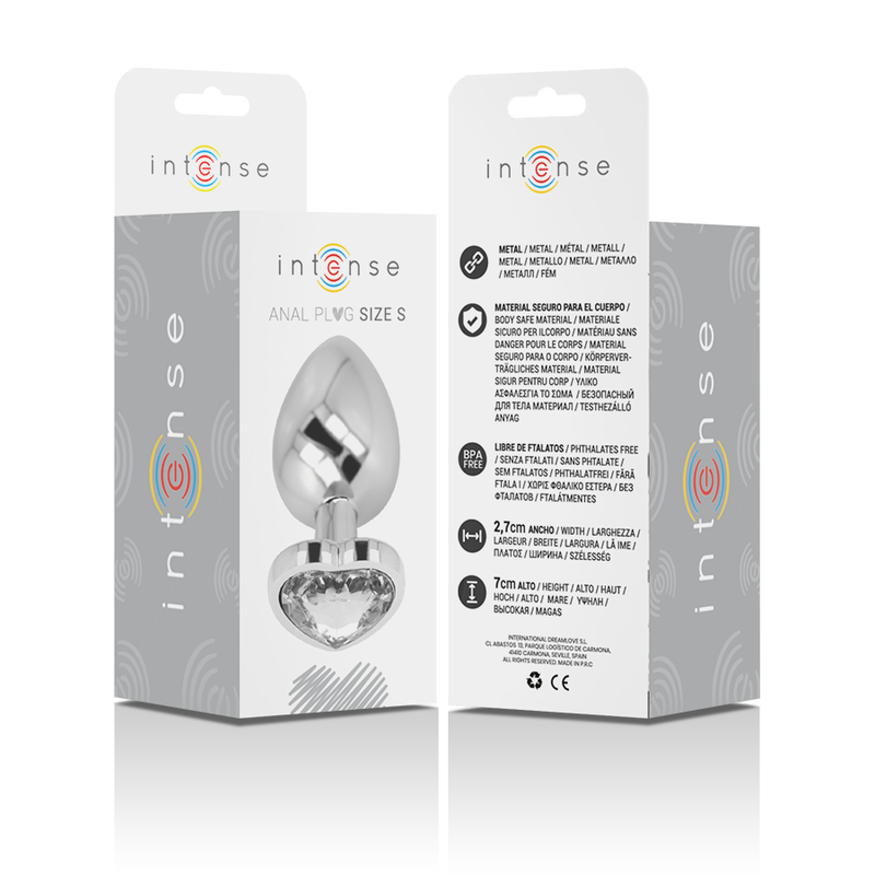 Intense - Plug Anale In Metallo Alluminio Con Cuore Bianco Taglia S - - Plug e Catene Anali | erosidea.com