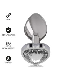 Intense - Plug Anale In Metallo Alluminio Con Cuore Bianco Taglia S - - Plug e Catene Anali | erosidea.com