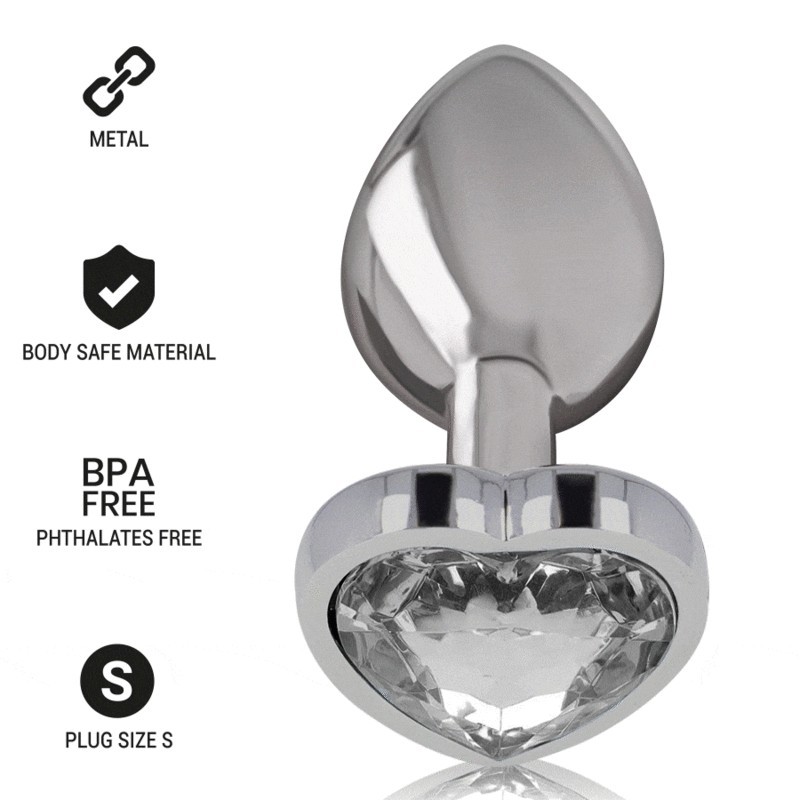 Intense - Plug Anale In Metallo Alluminio Con Cuore Bianco Taglia S - - Plug e Catene Anali | erosidea.com