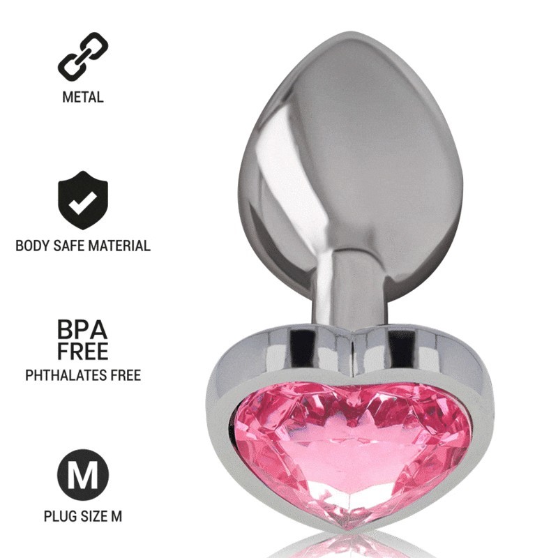 Intense - Plug Anale In Metallo Alluminio Cuore Rosa Taglia M - - Plug e Catene Anali | erosidea.com