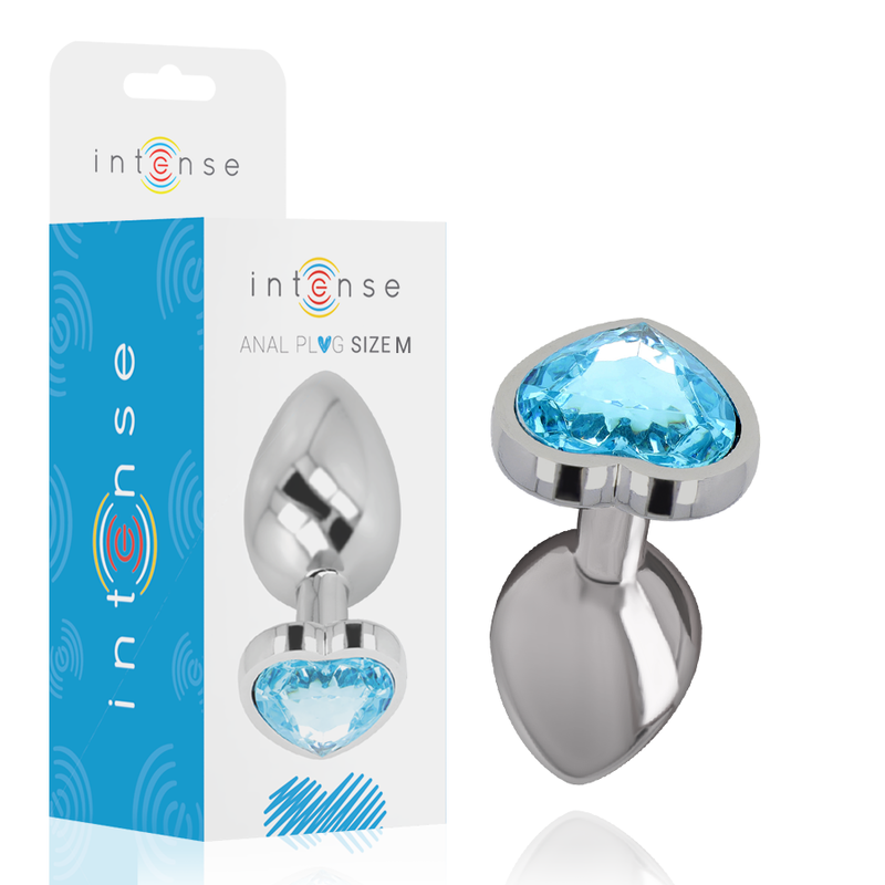 Intense - Plug Anale In Metallo Alluminio Cuore Blu Taglia M - - Plug e Catene Anali | erosidea.com