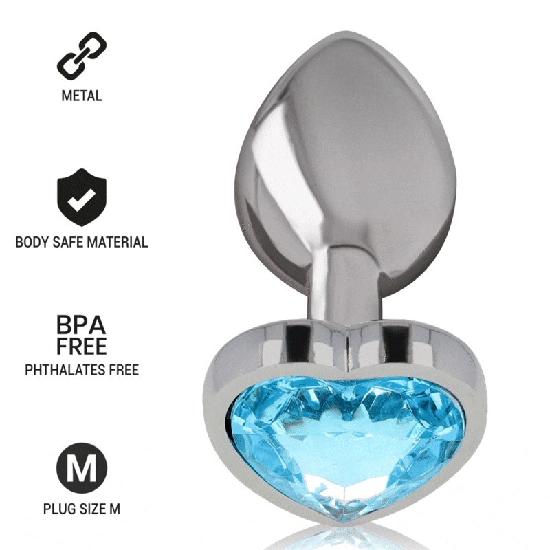 Intense - Plug Anale In Metallo Alluminio Cuore Blu Taglia M - - Plug e Catene Anali | erosidea.com