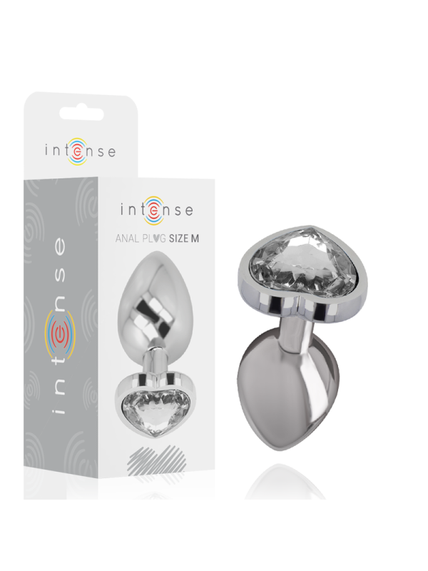 Intense - Plug Anale In Metallo Alluminio Cuore Bianco Taglia M - - Plug e Catene Anali | erosidea.com