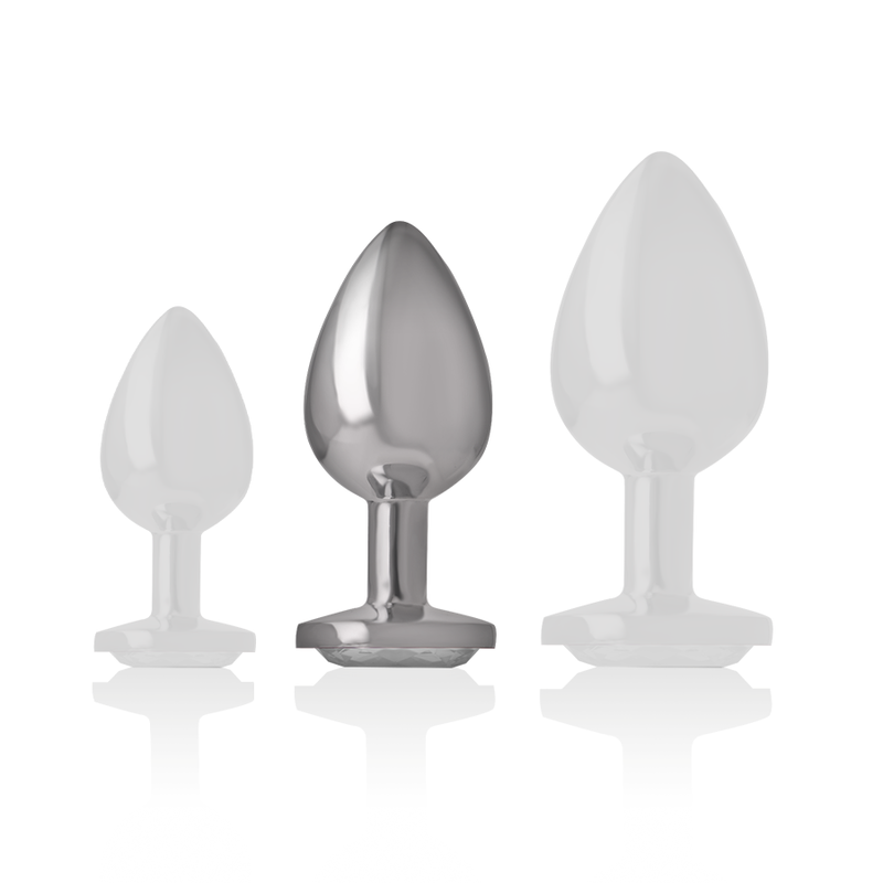 Intense - Plug Anale In Metallo Alluminio Cuore Bianco Taglia M - - Plug e Catene Anali | erosidea.com