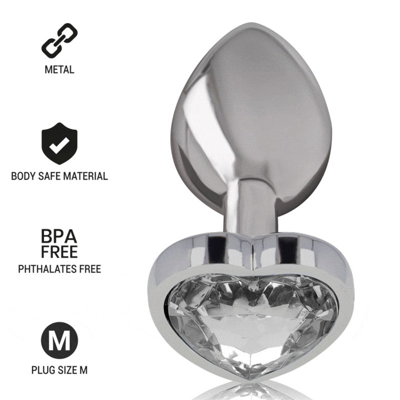 Intense - Plug Anale In Metallo Alluminio Cuore Bianco Taglia M - - Plug e Catene Anali | erosidea.com