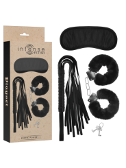 Intense Fetish - Playset Erotico 1 Con Manette Maschera Cieca E Flogger - - Manette e Polsini | erosidea.com